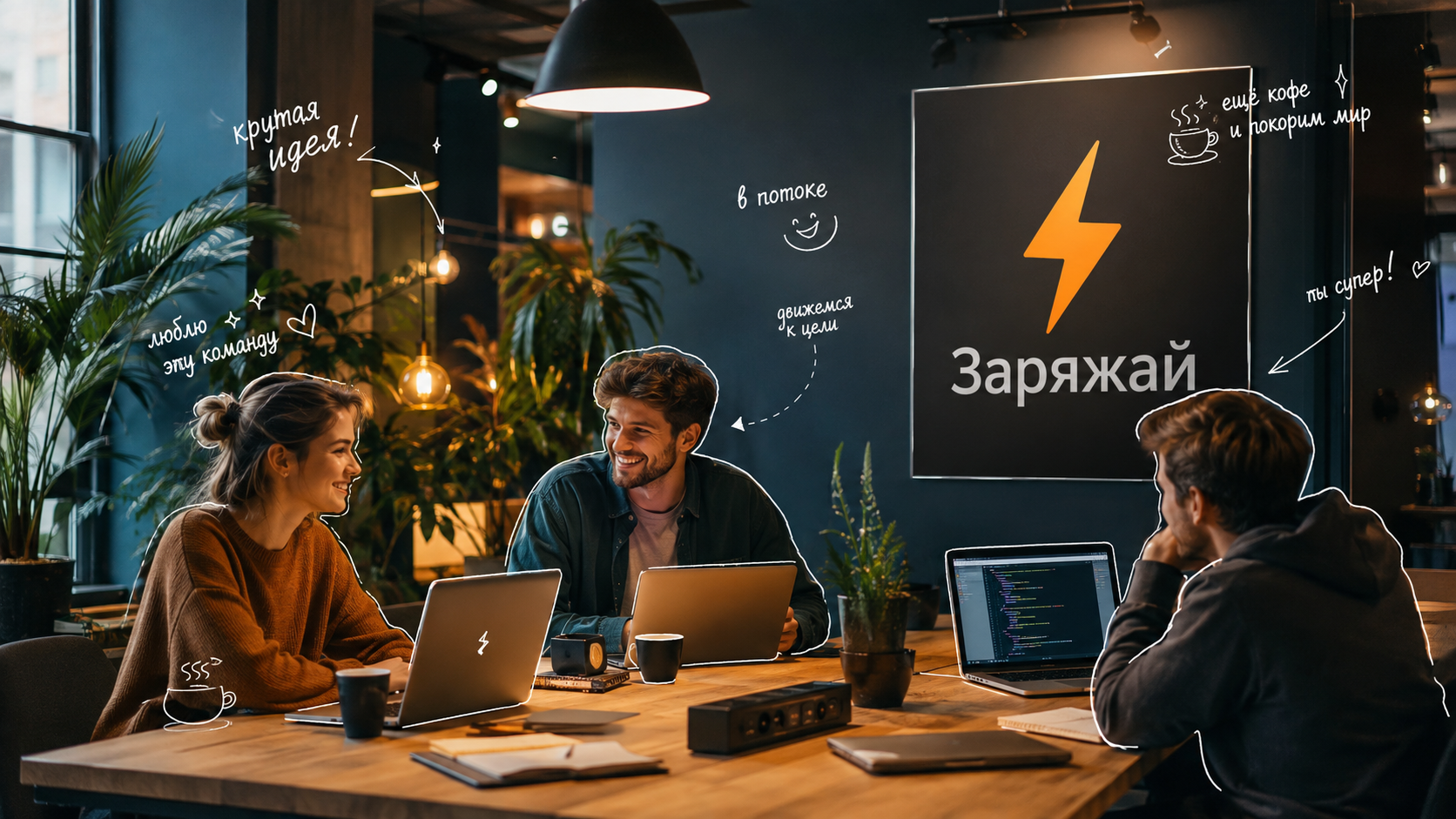 Команда работает в комфортном пространстве